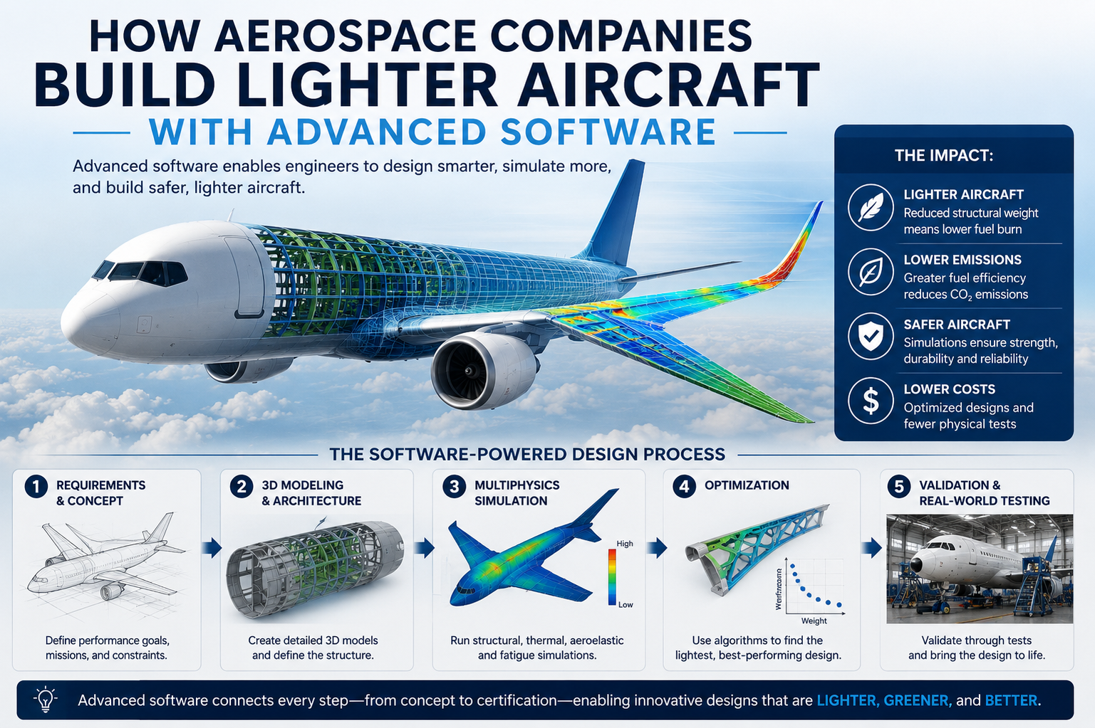 how aerospace companies build lighter aircraft